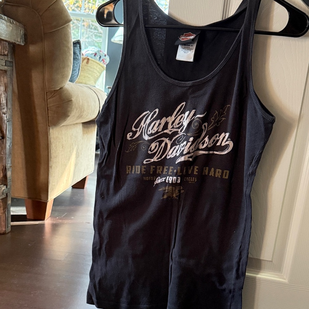 Harley-Davidson Black and Gold Graphic Tank